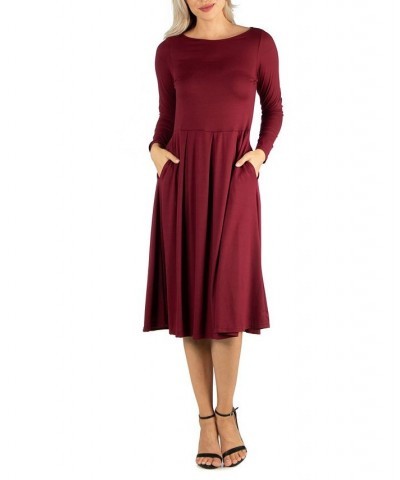 Women's Midi Length Fit and Flare Dress Wheat $20.70 Dresses