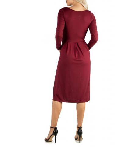 Women's Midi Length Fit and Flare Dress Wheat $20.70 Dresses