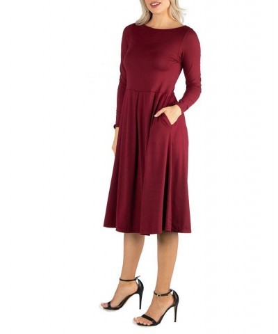 Women's Midi Length Fit and Flare Dress Wheat $20.70 Dresses