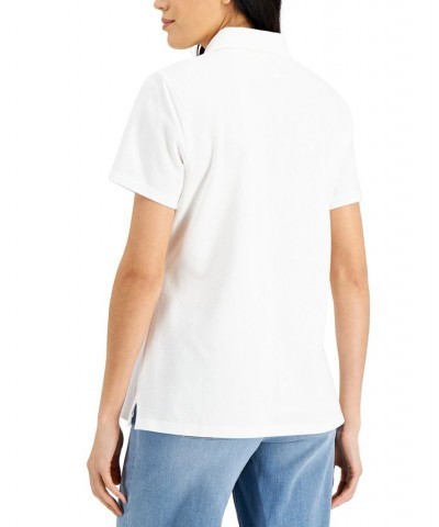 Cotton Short Sleeve Polo Shirt Bright White $11.59 Tops