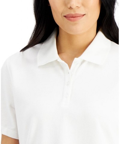 Cotton Short Sleeve Polo Shirt Bright White $11.59 Tops