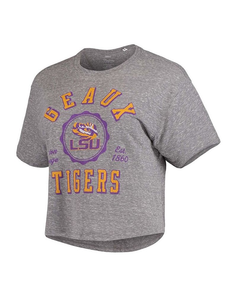 Women's Gray LSU Tigers Bishop Tri-Blend Knobi Crop T-shirt Gray $21.59 Tops