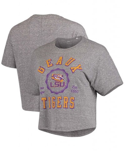 Women's Gray LSU Tigers Bishop Tri-Blend Knobi Crop T-shirt Gray $21.59 Tops