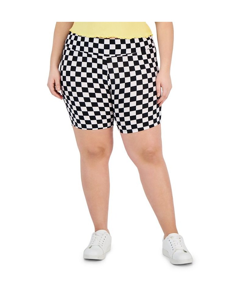 Trendy Plus Size Printed Biker Shorts Mid Checkerbooard $10.00 Shorts