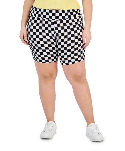 Trendy Plus Size Printed Biker Shorts Mid Checkerbooard $10.00 Shorts