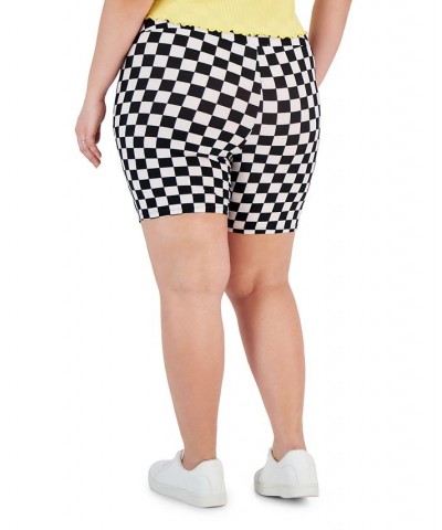 Trendy Plus Size Printed Biker Shorts Mid Checkerbooard $10.00 Shorts