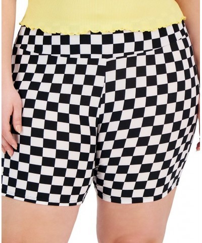 Trendy Plus Size Printed Biker Shorts Mid Checkerbooard $10.00 Shorts