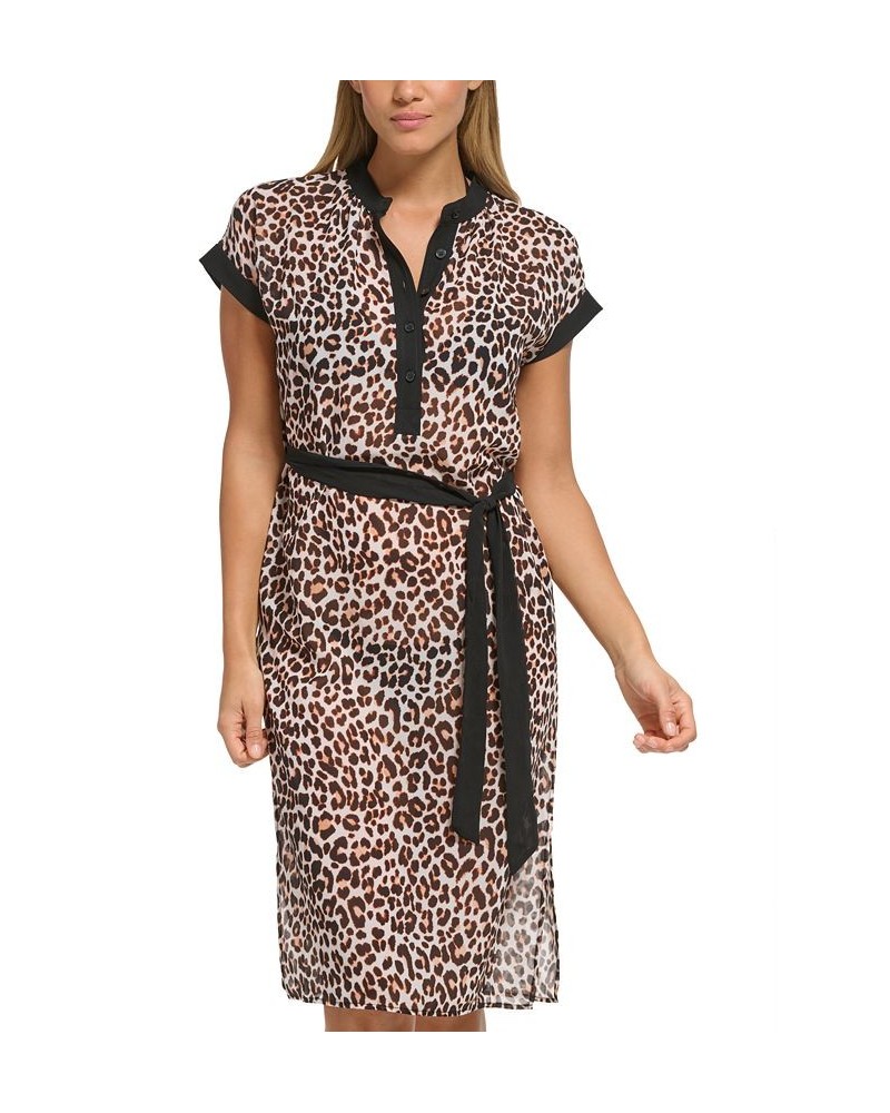 Women's Chiffon Midi Dress Animal-Print Swim Cover-Up Wild Thing Soft White $47.04 Swimsuits