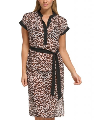 Women's Chiffon Midi Dress Animal-Print Swim Cover-Up Wild Thing Soft White $47.04 Swimsuits