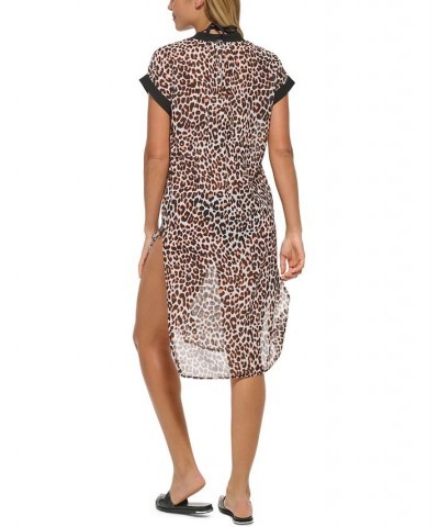 Women's Chiffon Midi Dress Animal-Print Swim Cover-Up Wild Thing Soft White $47.04 Swimsuits