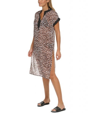 Women's Chiffon Midi Dress Animal-Print Swim Cover-Up Wild Thing Soft White $47.04 Swimsuits