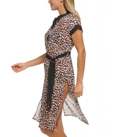 Women's Chiffon Midi Dress Animal-Print Swim Cover-Up Wild Thing Soft White $47.04 Swimsuits