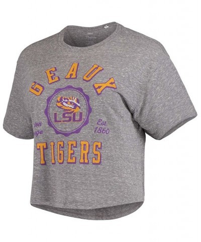 Women's Gray LSU Tigers Bishop Tri-Blend Knobi Crop T-shirt Gray $21.59 Tops