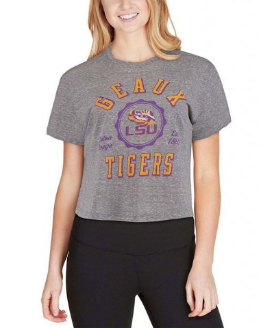 Women's Gray LSU Tigers Bishop Tri-Blend Knobi Crop T-shirt Gray $21.59 Tops