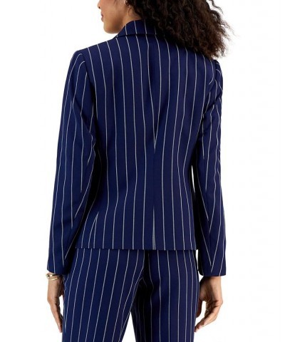 Petite Pinstripe Long Sleeve Blazer Kasper Navy/vanilla Ice $34.96 Jackets