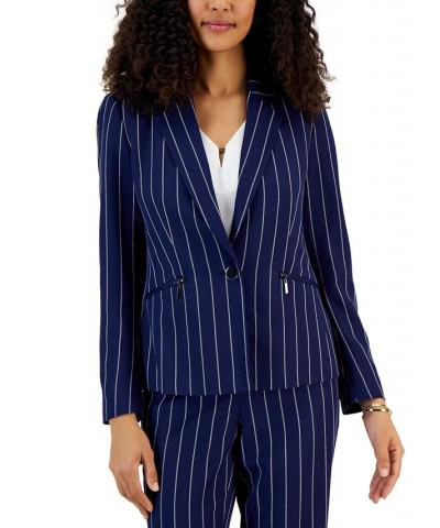 Petite Pinstripe Long Sleeve Blazer Kasper Navy/vanilla Ice $34.96 Jackets