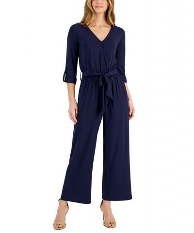 Women's Surplice Tab-Sleeve Jumpsuit Eclipse Navy $21.29 Pants