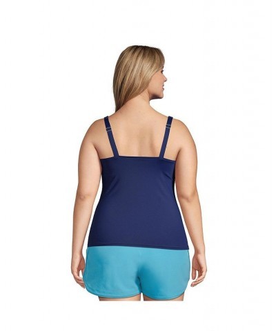 Women's Plus Size Square Neck Underwire Tankini Swimsuit Top Adjustable Straps Deep sea navy $48.37 Swimsuits