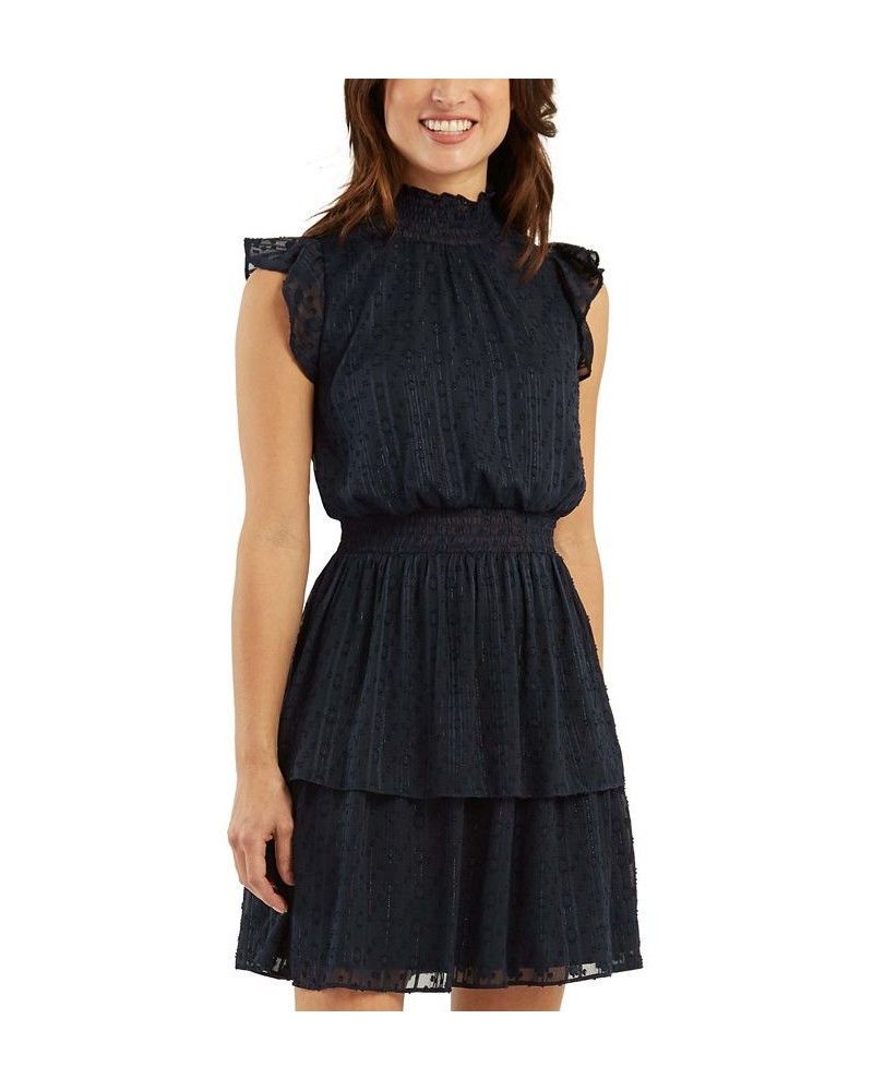 Juniors' Smocked Swiss-Dot Dress Blue $24.19 Dresses