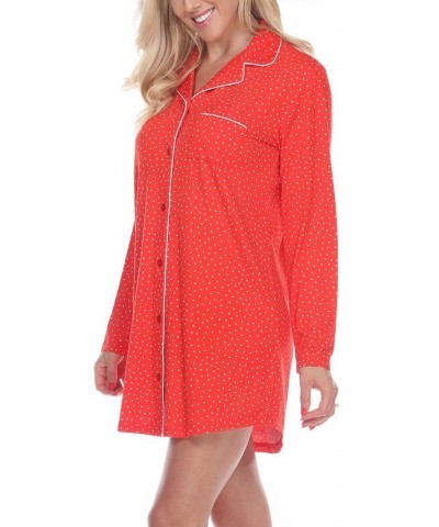 Long Sleeve Nightgown Red $18.48 Sleepwear