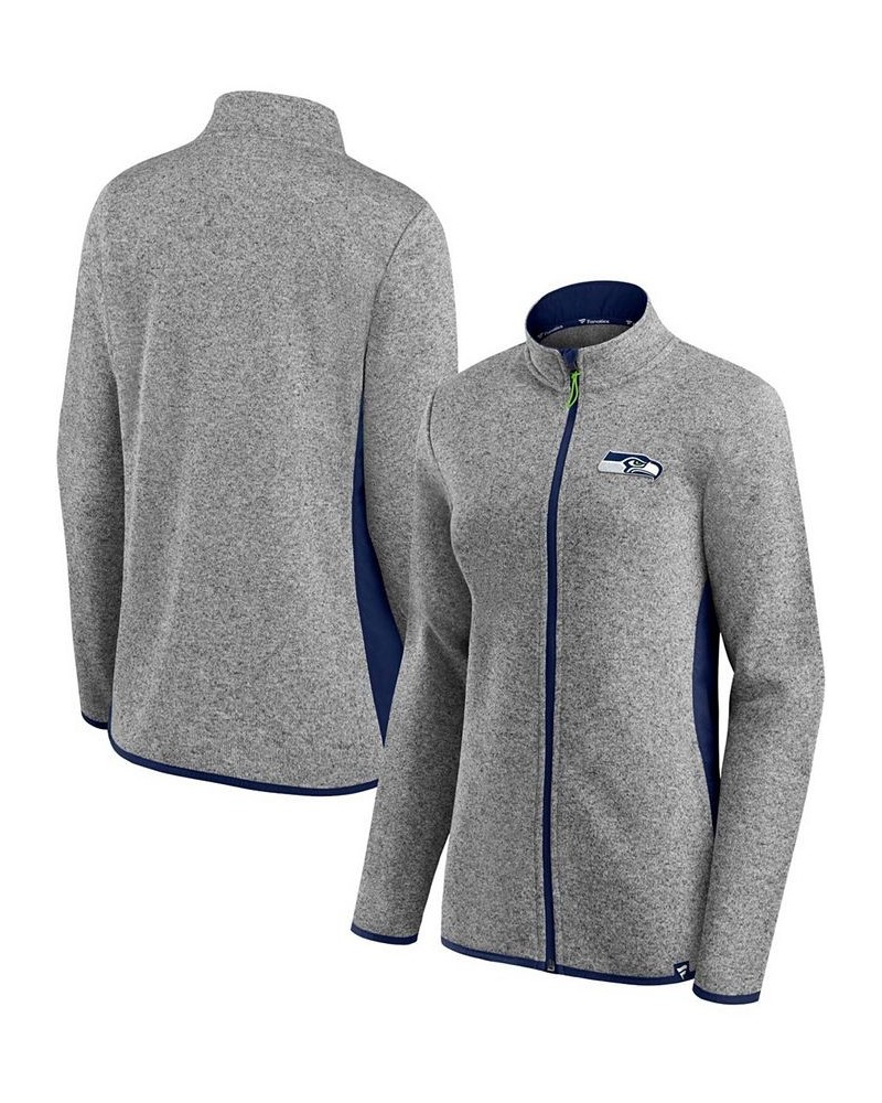 Women's Heather Gray College Navy Seattle Seahawks Block Party Primary Logo Full-Zip Jacket Heather Gray $39.77 Jackets