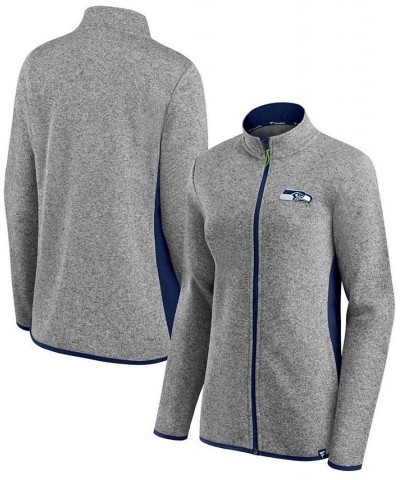 Women's Heather Gray College Navy Seattle Seahawks Block Party Primary Logo Full-Zip Jacket Heather Gray $39.77 Jackets