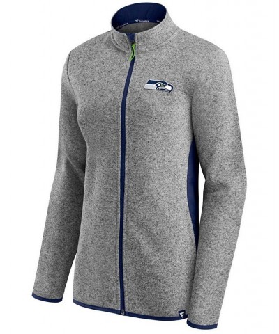 Women's Heather Gray College Navy Seattle Seahawks Block Party Primary Logo Full-Zip Jacket Heather Gray $39.77 Jackets