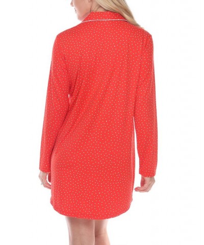 Long Sleeve Nightgown Red $18.48 Sleepwear