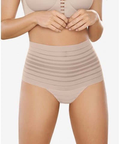 Women's Lace Stripe High-Waisted Cheeky Hipster Panty Tan/Beige $15.75 Panty