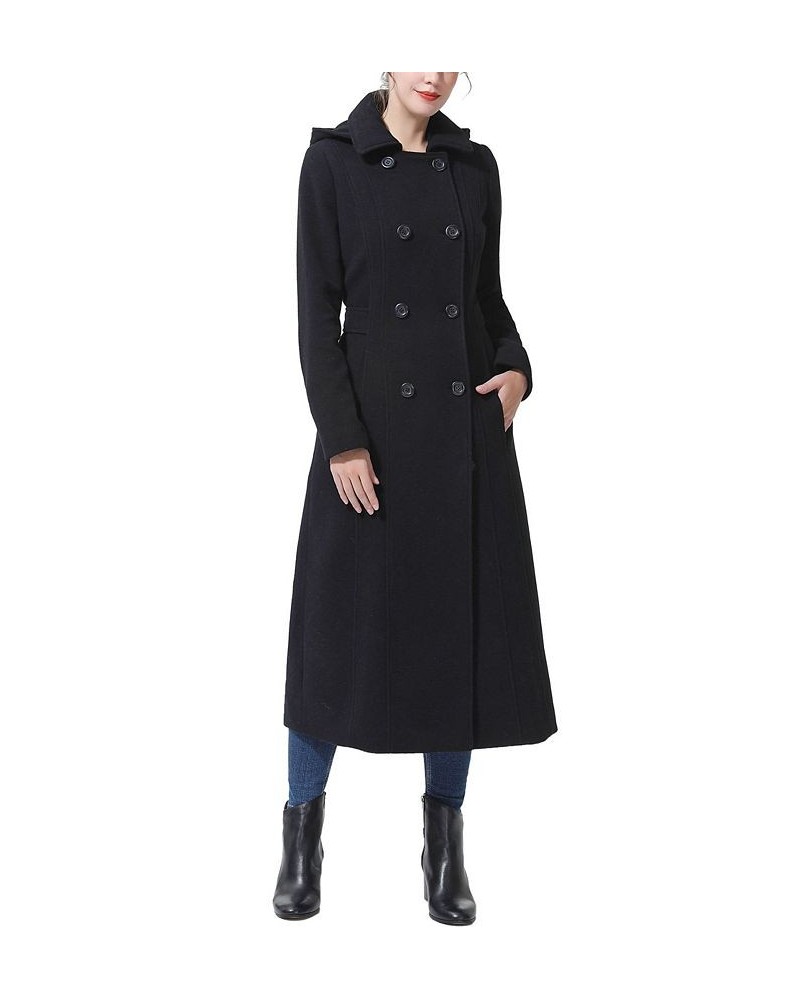 Women's Laila Long Hooded Wool Walking Coat Black $52.08 Coats