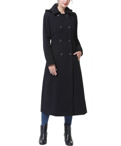 Women's Laila Long Hooded Wool Walking Coat Black $52.08 Coats