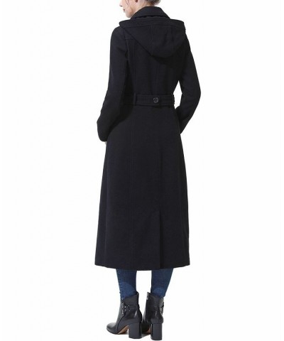 Women's Laila Long Hooded Wool Walking Coat Black $52.08 Coats