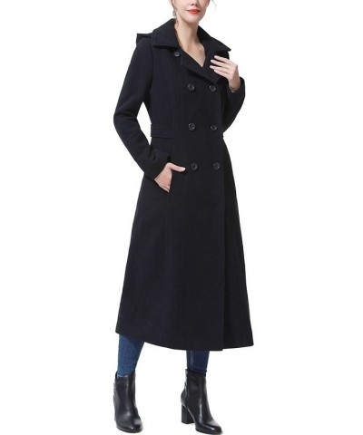 Women's Laila Long Hooded Wool Walking Coat Black $52.08 Coats