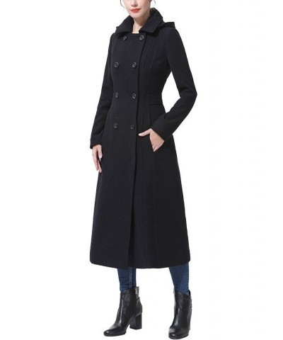 Women's Laila Long Hooded Wool Walking Coat Black $52.08 Coats