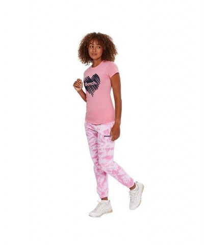 Loveheart womens t-shirt pink with black heart graphic at chest Bright Pink $17.20 Tops