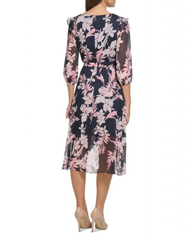 Petite Floral-Printed Faux-Wrap Dress Sky Cap/en $71.52 Dresses