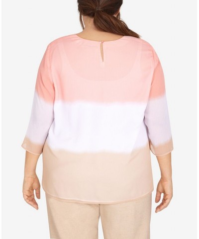 Plus Size Dip Dye Split Neck Top Multi $36.75 Tops