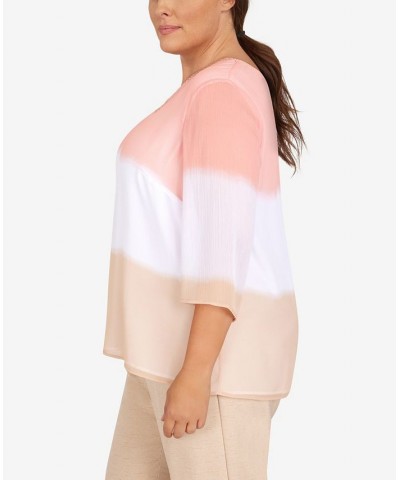 Plus Size Dip Dye Split Neck Top Multi $36.75 Tops