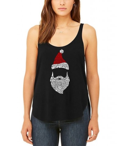 Women's Santa Claus Premium Word Art Flowy Tank Top Black $22.05 Tops