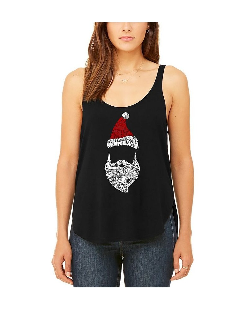 Women's Santa Claus Premium Word Art Flowy Tank Top Black $22.05 Tops