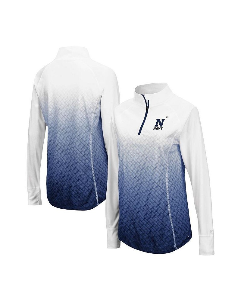 Women's White and Navy Midshipmen Magic Ombre Quarter-Zip Raglan Jacket White $32.99 Jackets