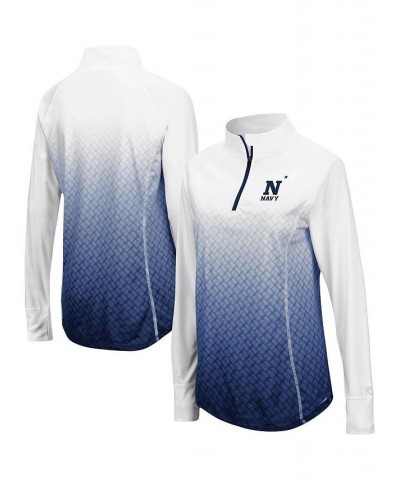 Women's White and Navy Midshipmen Magic Ombre Quarter-Zip Raglan Jacket White $32.99 Jackets