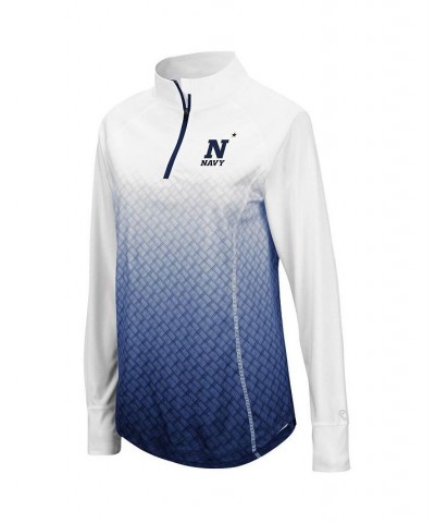 Women's White and Navy Midshipmen Magic Ombre Quarter-Zip Raglan Jacket White $32.99 Jackets