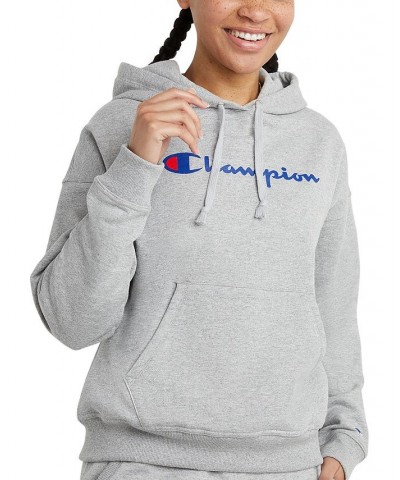 Women's Relaxed Logo Fleece Sweatshirt Hoodie Gray $24.60 Sweatshirts