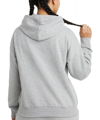 Women's Relaxed Logo Fleece Sweatshirt Hoodie Gray $24.60 Sweatshirts