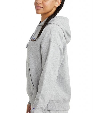 Women's Relaxed Logo Fleece Sweatshirt Hoodie Gray $24.60 Sweatshirts