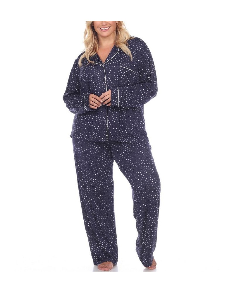 Women's Plus Size Pajama Set 2 Piece Blue $22.96 Sleepwear