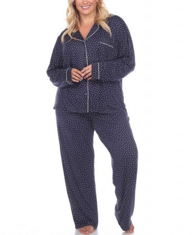 Women's Plus Size Pajama Set 2 Piece Blue $22.96 Sleepwear