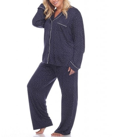 Women's Plus Size Pajama Set 2 Piece Blue $22.96 Sleepwear