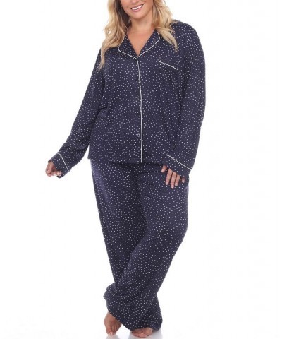 Women's Plus Size Pajama Set 2 Piece Blue $22.96 Sleepwear